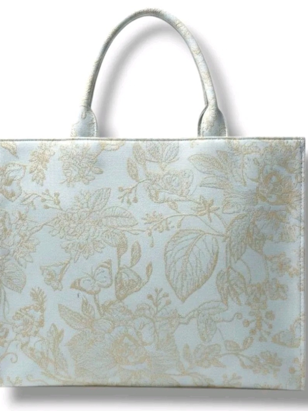 Elegant Creme Floral & Butterfly Tote Bag - Designer Style